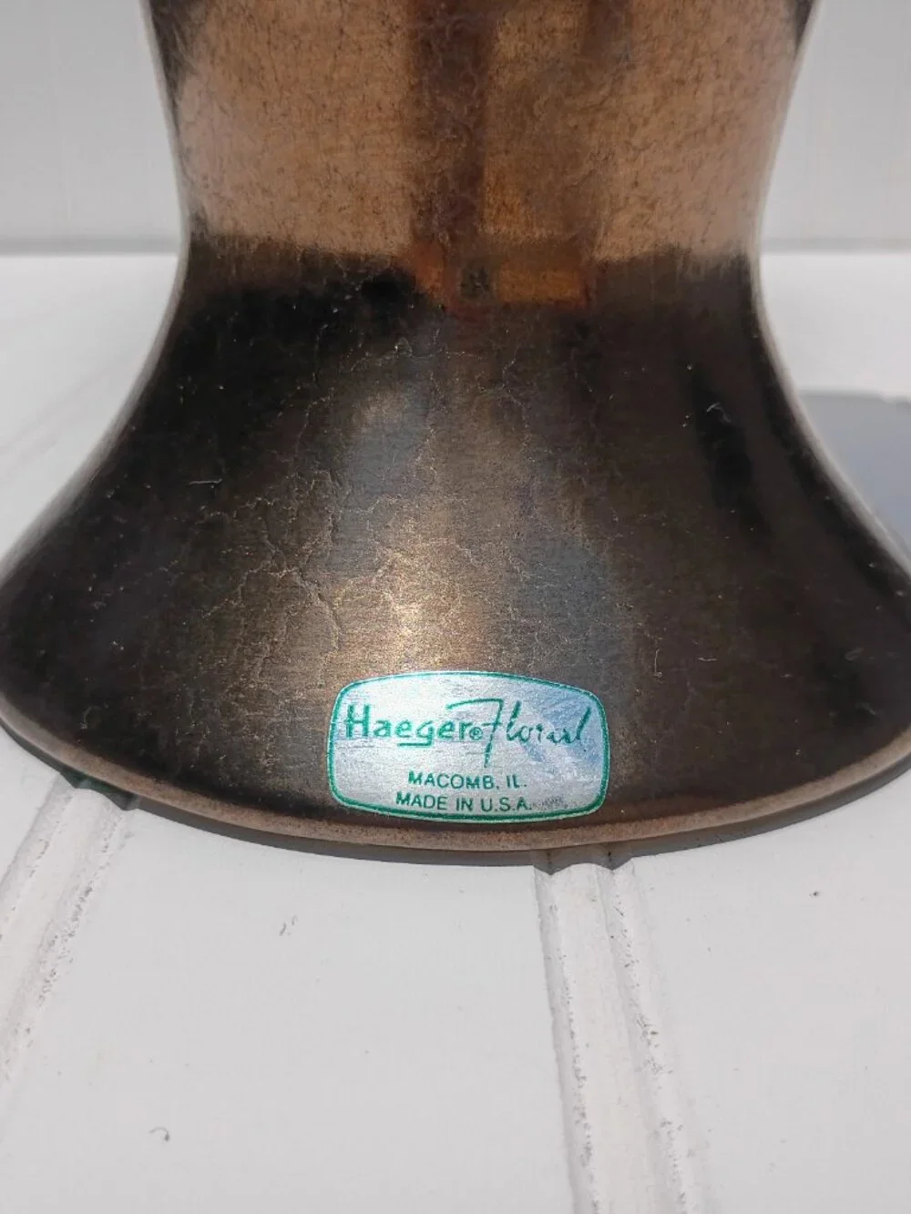 Vintage Haeger Floral Gunmetal Bronze Ceramic Vase 17” Large Mid Century USA MCM